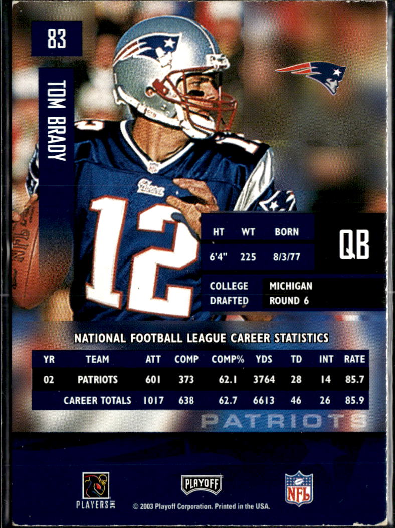 Tom Brady 2003 Playoff Prestige New England Patriots