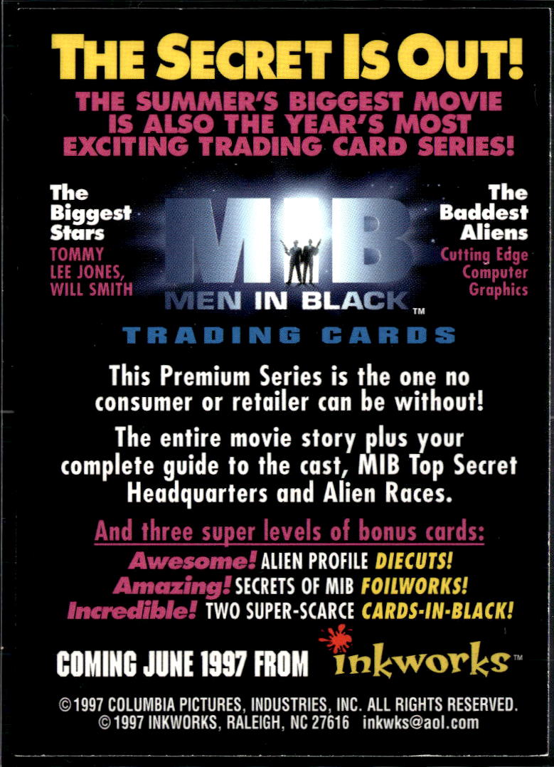 1997 Inkworks Men in Black Will Smith Tommy Lee Jones Promo