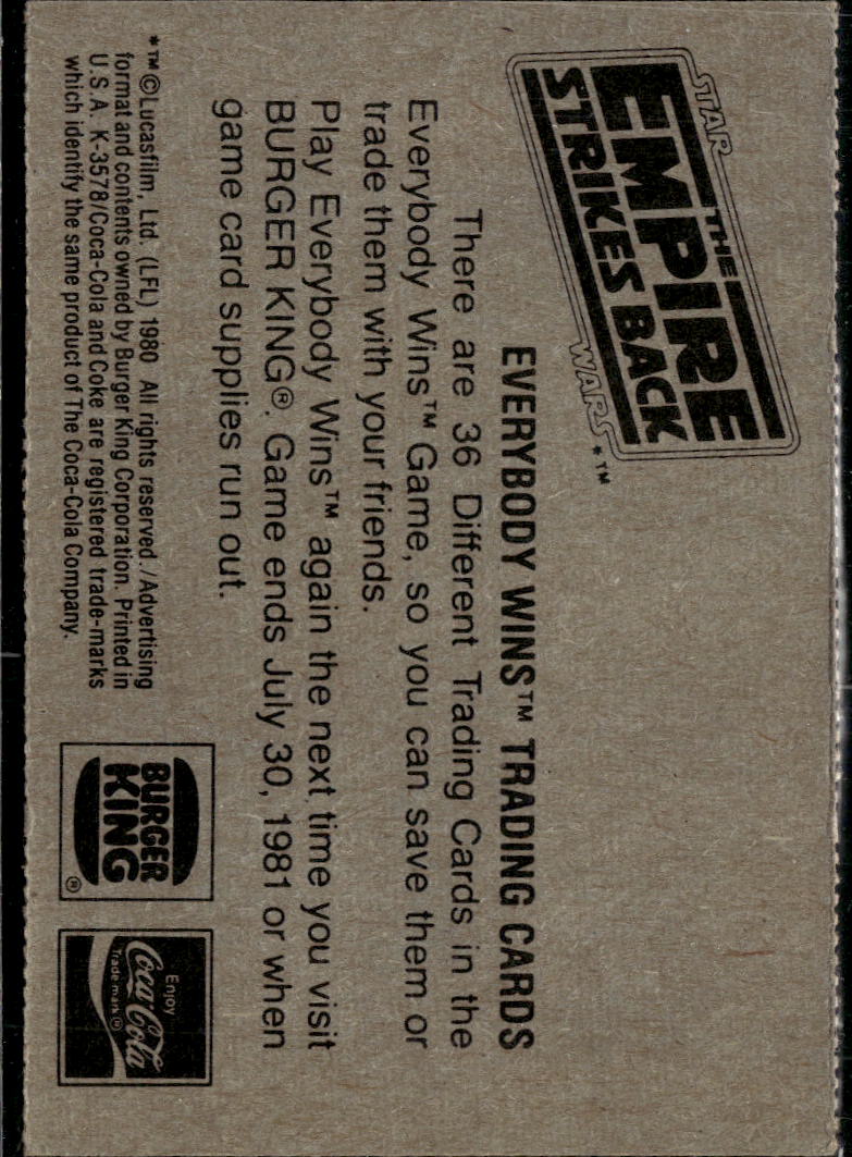Harrison Ford 1980 Burger King Star Wars: Promo The Empire Strikes Back