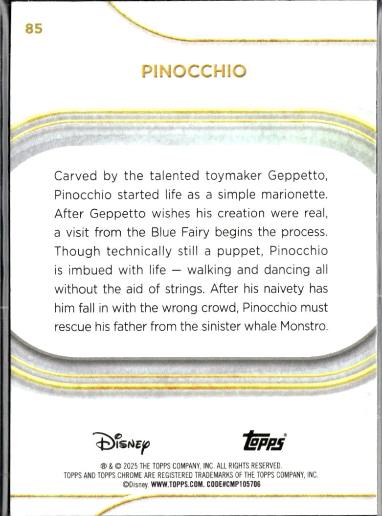 Pinocchio 2025 Topps Chrome Disney Prism Refractor #85