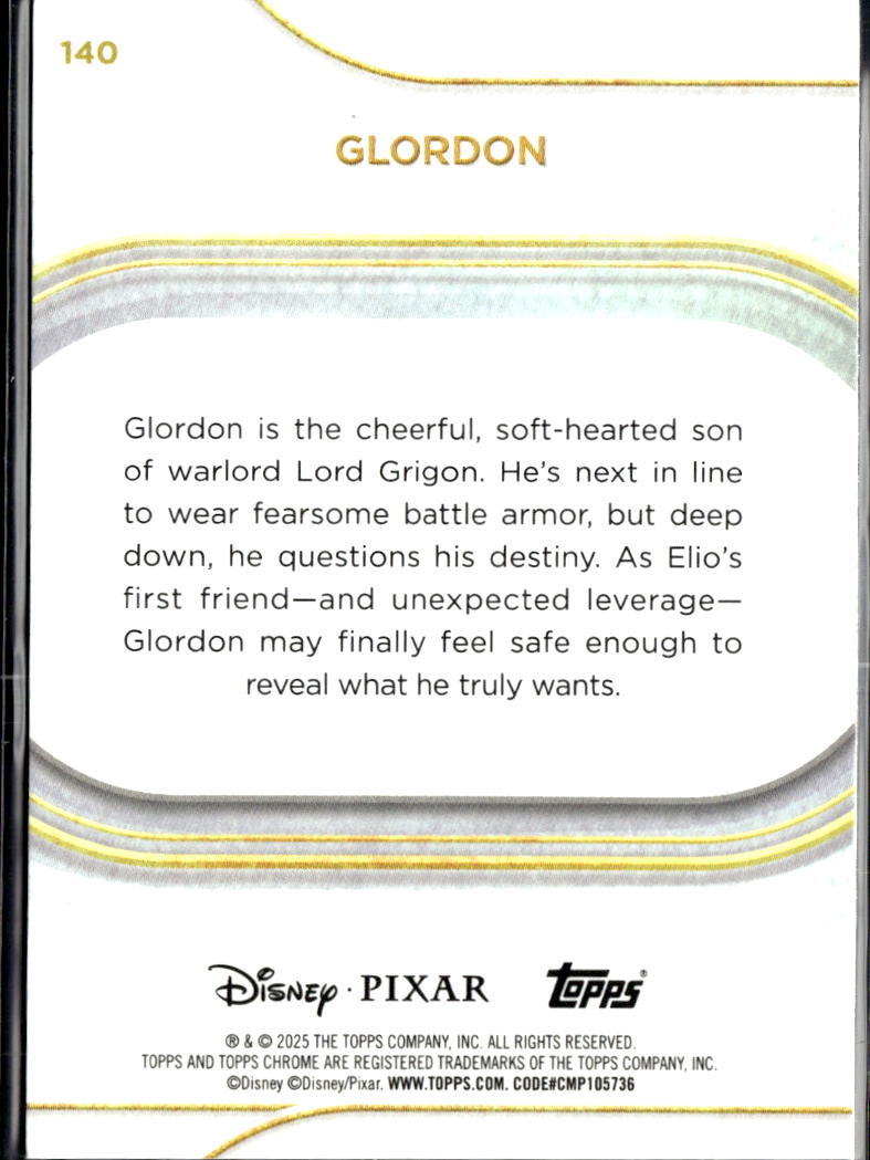 Glordon 2025 Topps Chrome Disney Yellow Mini Diamond Debut #140