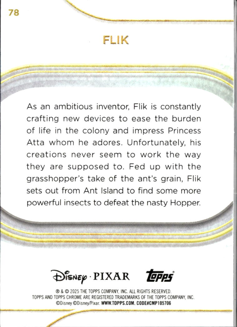 Flik 2025 Topps Chrome Disney Pixar Yellow Mini Diamond #78