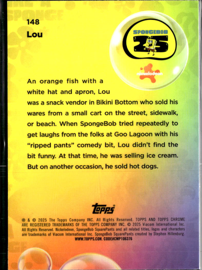 Lou 2025 Topps Chrome SpongeBob SquarePants REFRACTOR #148