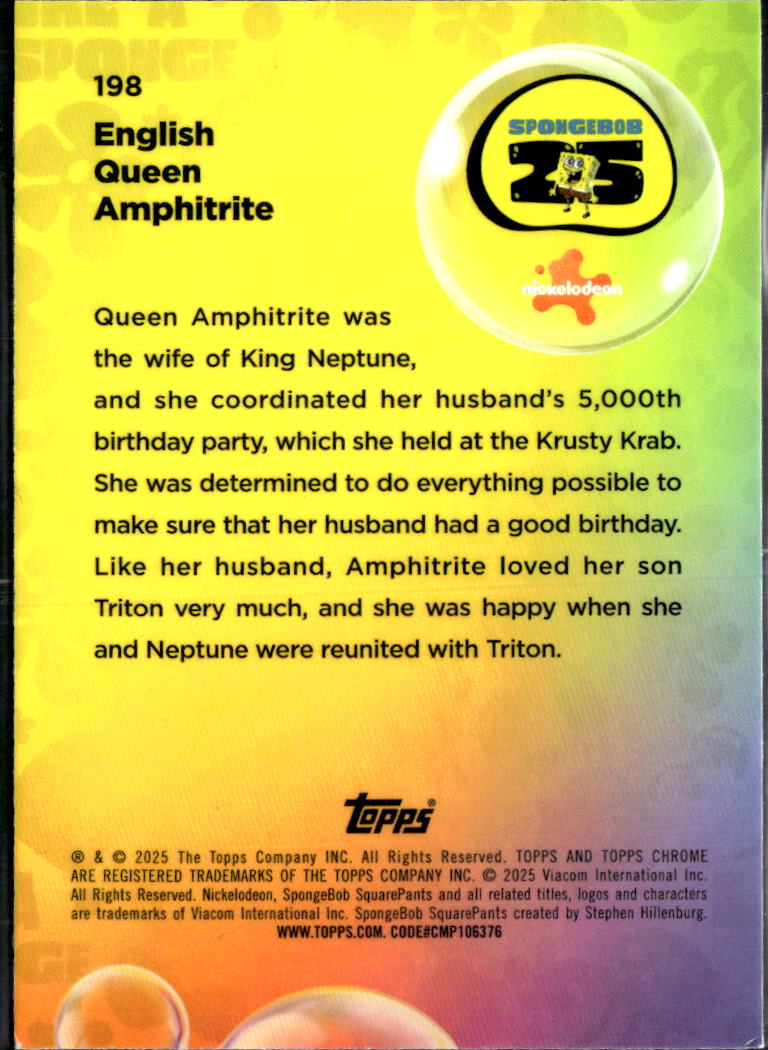Queen Amphrite 2025 Topps Chrome SpongeBob SquarePants #198