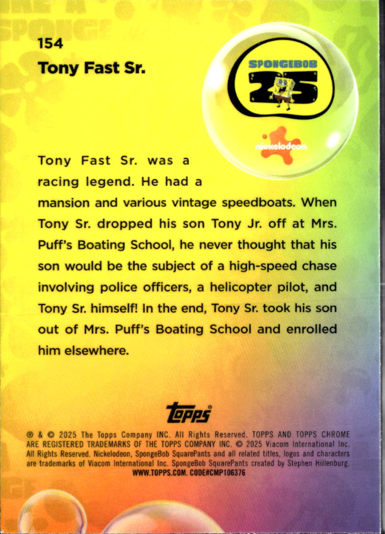 Tony Fast Jr. 2025 Topps Chrome SpongeBob SquarePants #154