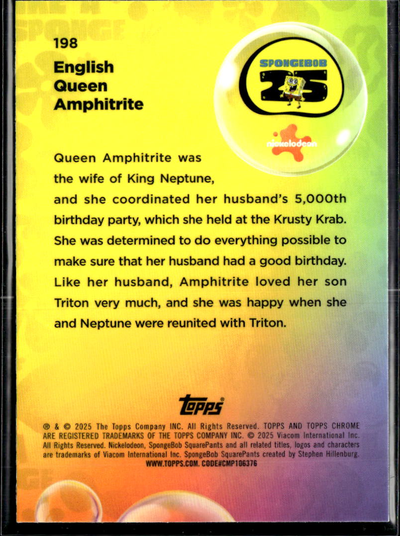 Queen Amphrite 2025 Topps Chrome SpongeBob SquarePants #198
