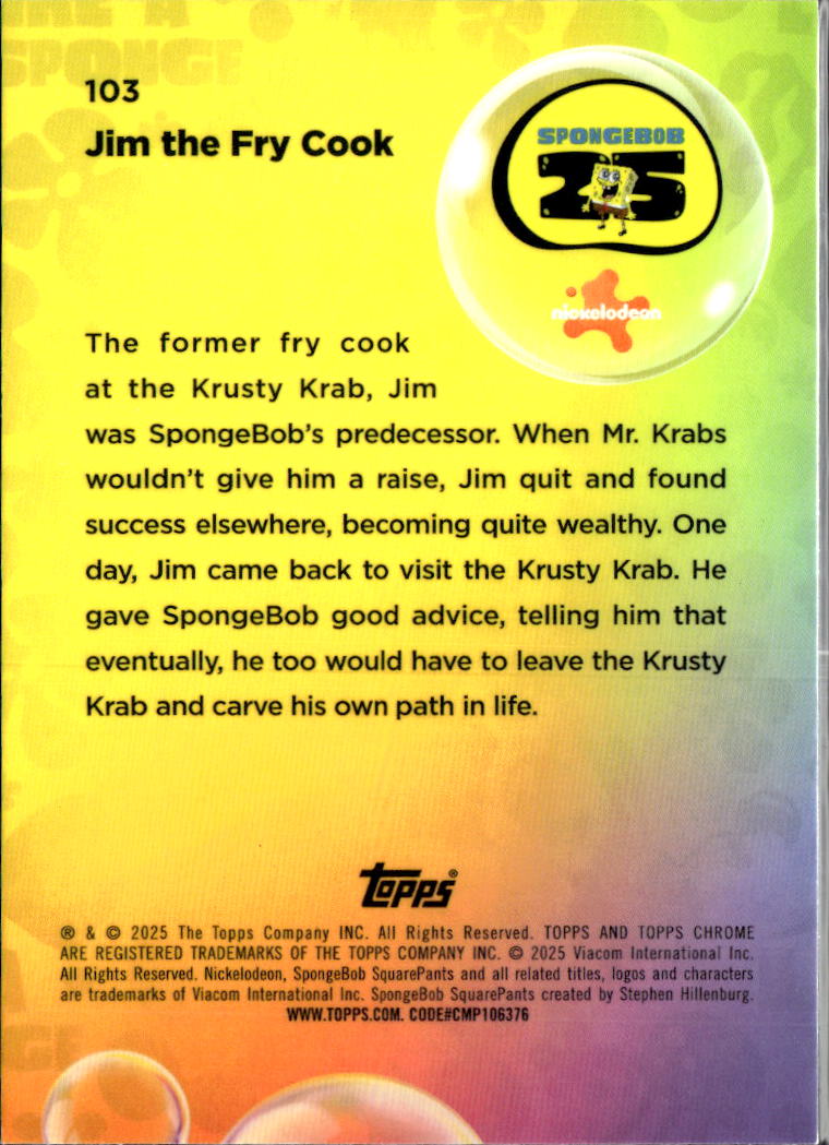 Jim The Fry Cook 2025 Topps Chrome SpongeBob SquarePants #103