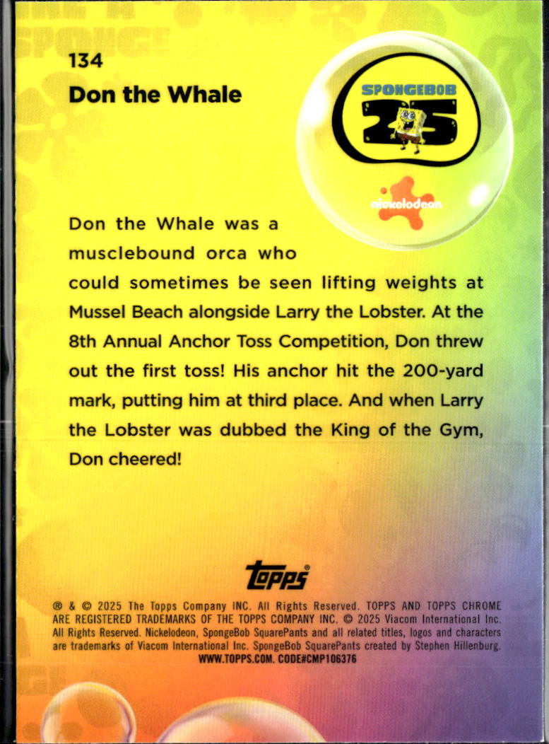 Don The Whale 2025 Topps Chrome SpongeBob SquarePants #134