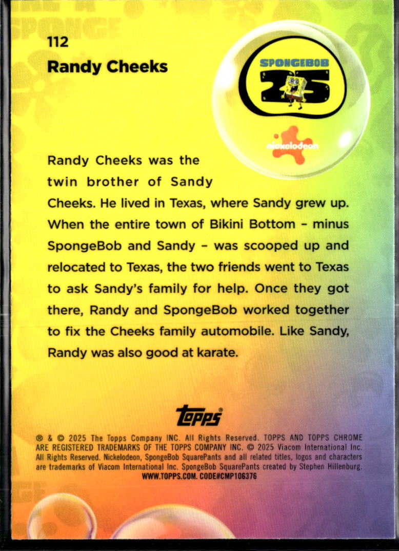 Randy Cheeks 2025 Topps Chrome SpongeBob SquarePants #112