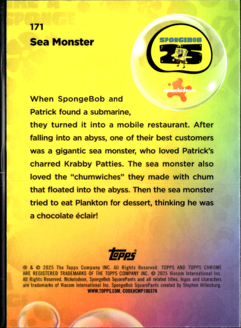 Sea Monster 2025 Topps Chrome SpongeBob SquarePants #171