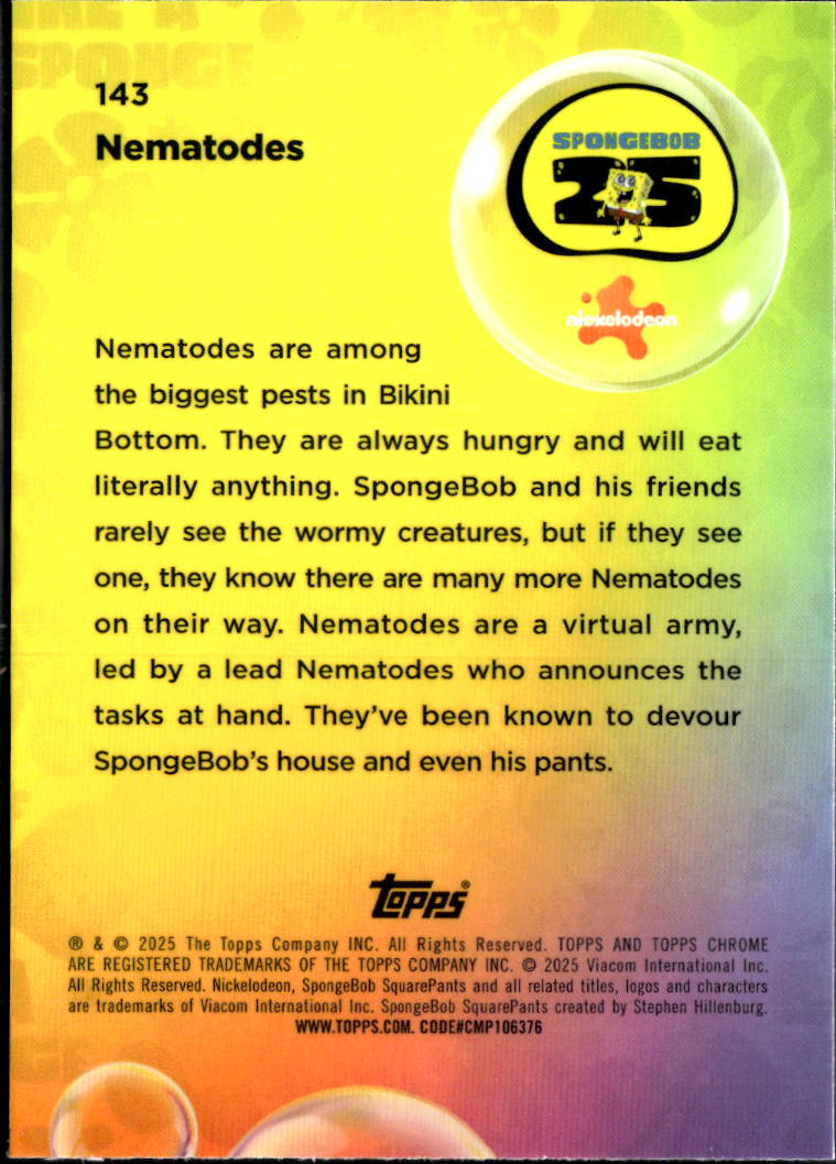 Nematodes 2025 Topps Chrome SpongeBob SquarePants #143