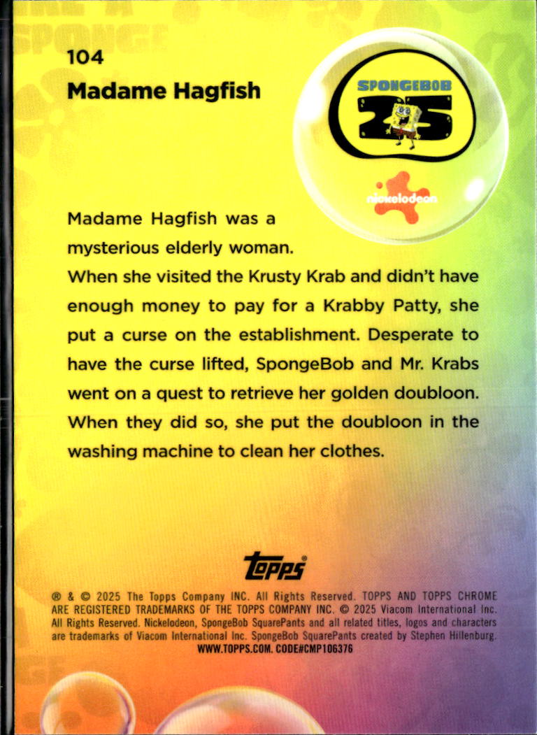 Madame Hagfish 2025 Topps Chrome SpongeBob SquarePants #104