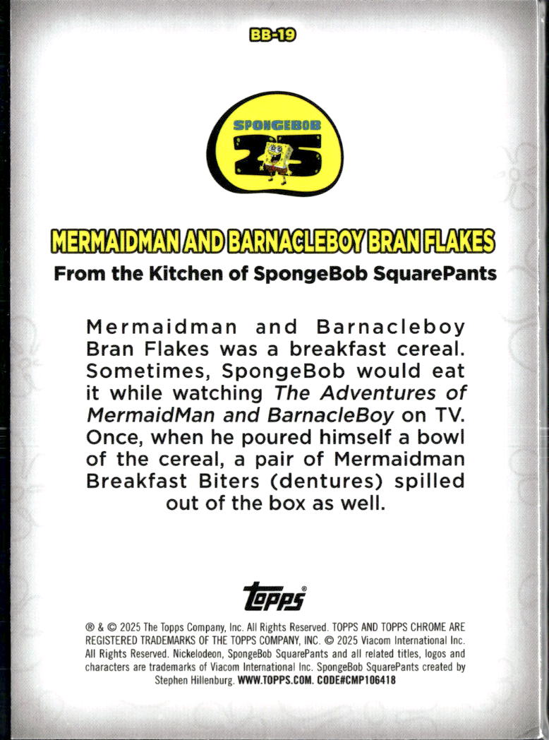 Kitchen of SpongeBob SquarePants 2025 Topps Chrome Reviews Insert #BB-19