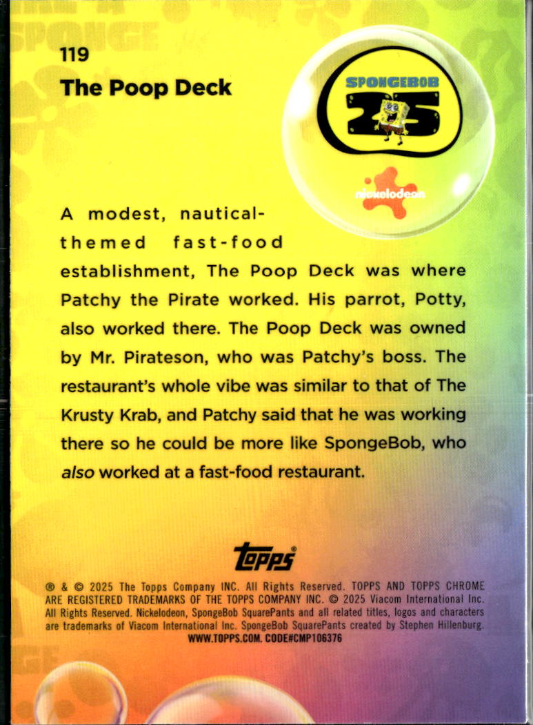 The Poop Deck 2025 Topps Chrome SpongeBob SquarePants #119