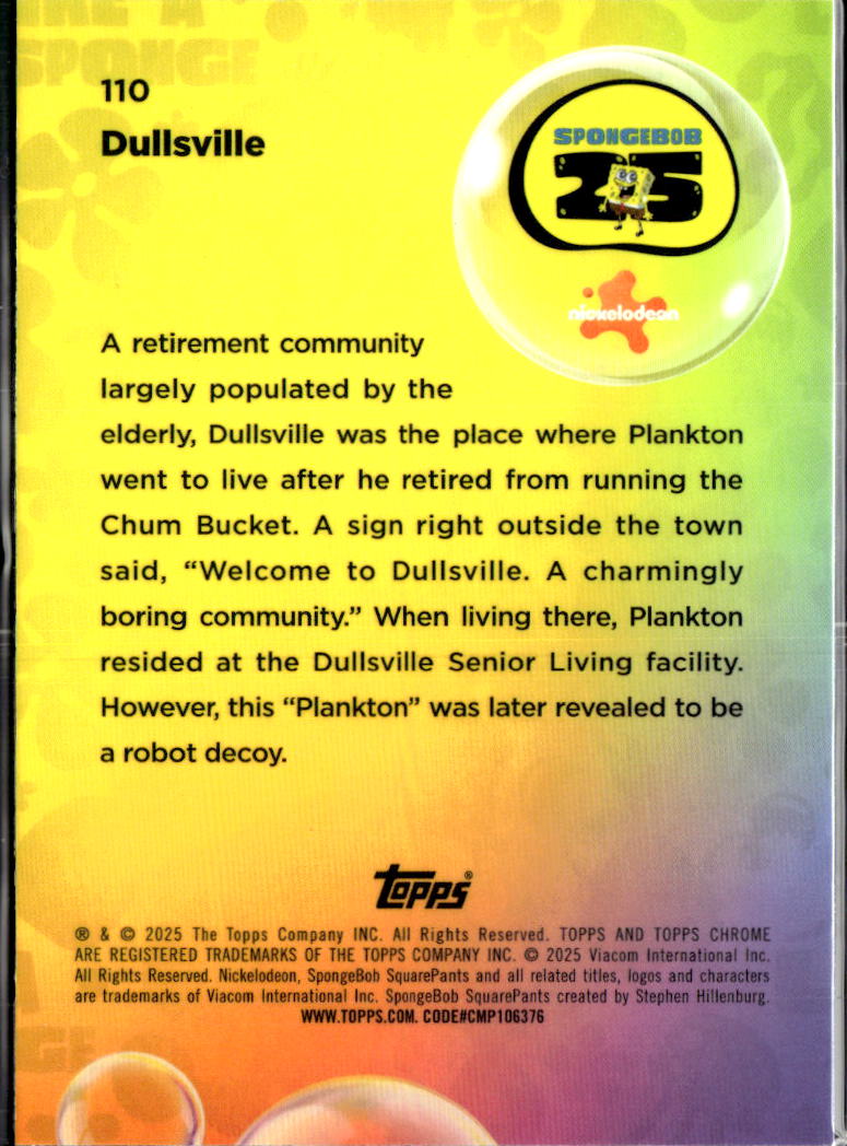 Dullsville 2025 Topps Chrome SpongeBob SquarePants #110