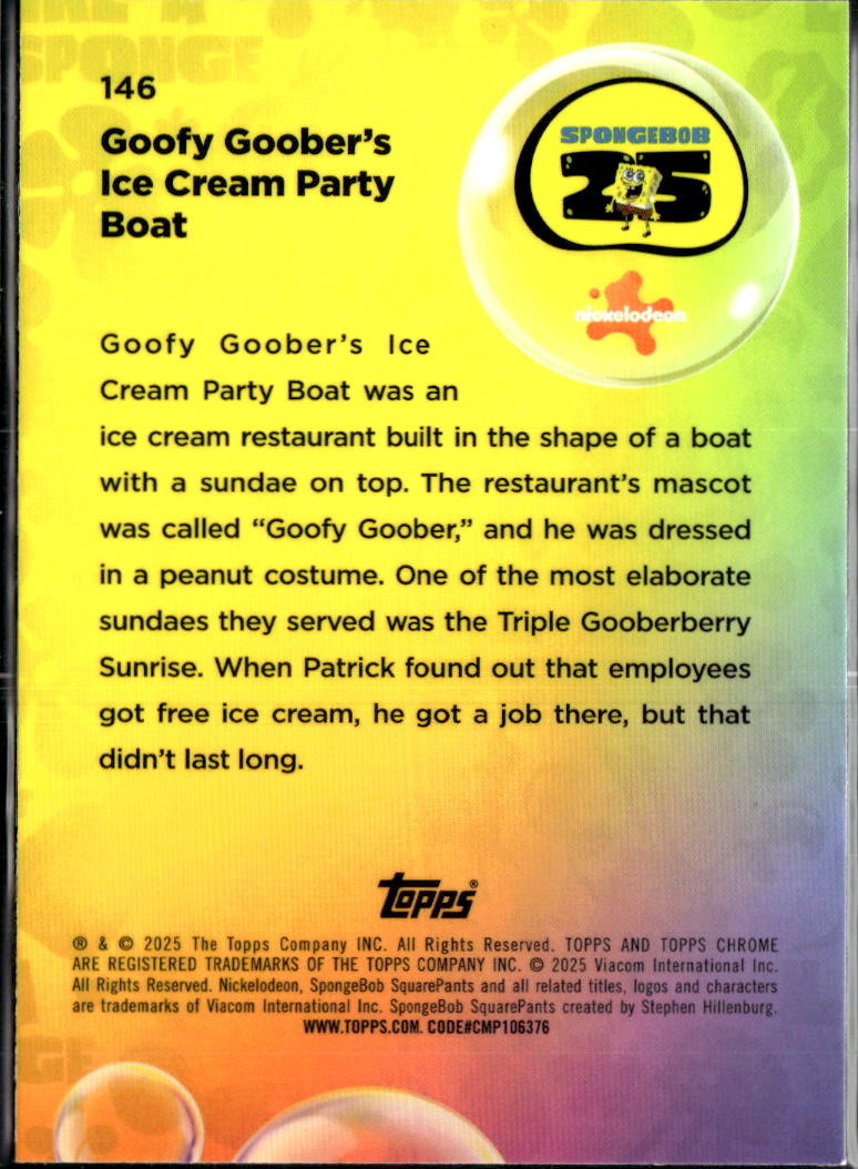 Goofy Goober's Ice Cream 2025 Topps Chrome SpongeBob SquarePants #146