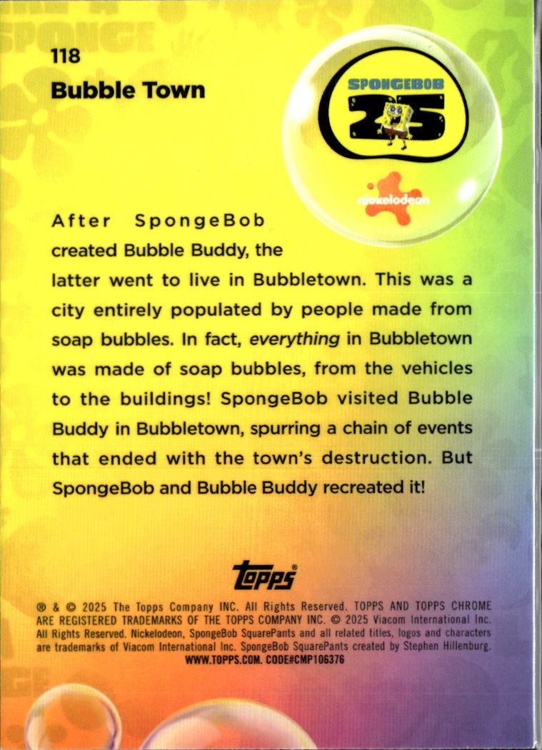 Bubble Town 2025 Topps Chrome SpongeBob SquarePants #118