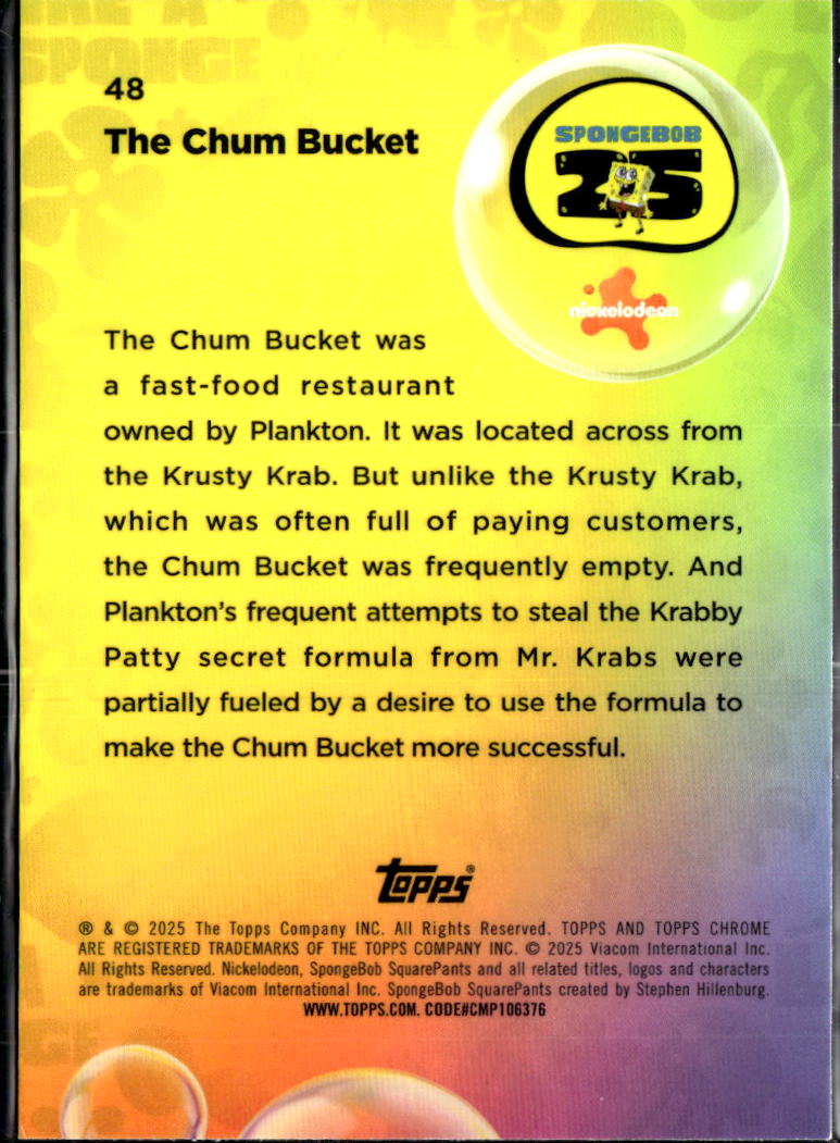 The Chum Bucket 2025 Topps Chrome SpongeBob SquarePants #48