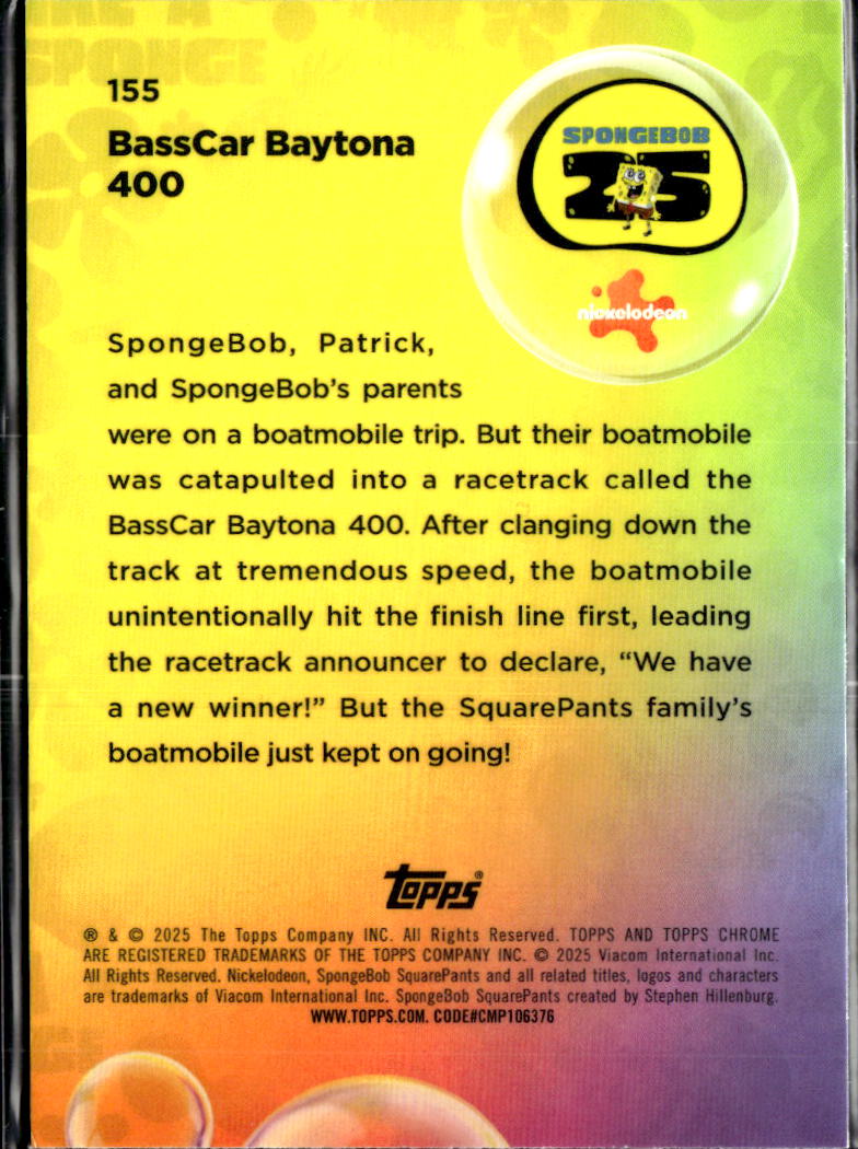 Basscar Baytona 400 2025 Topps Chrome SpongeBob SquarePants #155