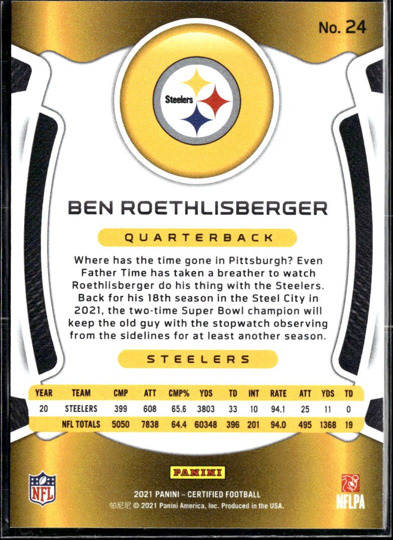 Ben Roethlisberger 2021 Certified Mirror Bronze /249 Pittsburgh Steelers