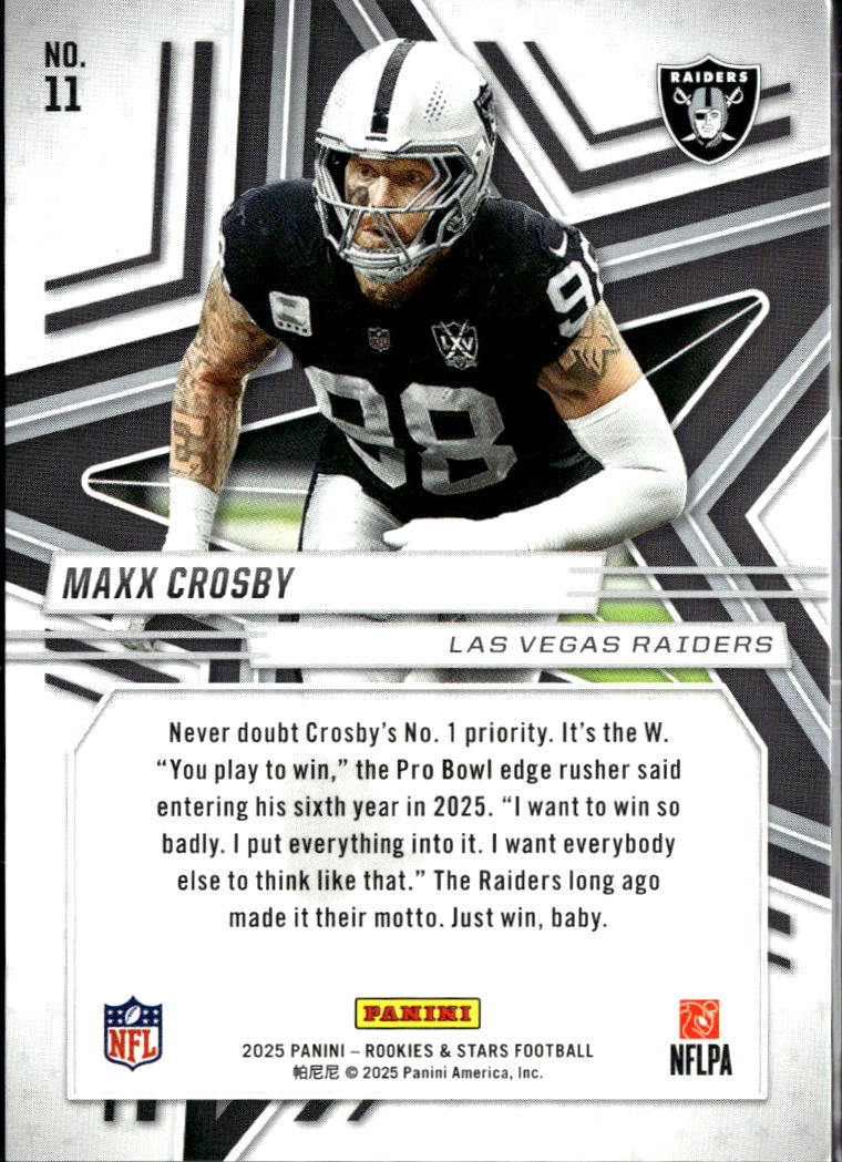 Maxx Crosby 2025 Rookies & Stars Orange /249 Las Vegas Raiders