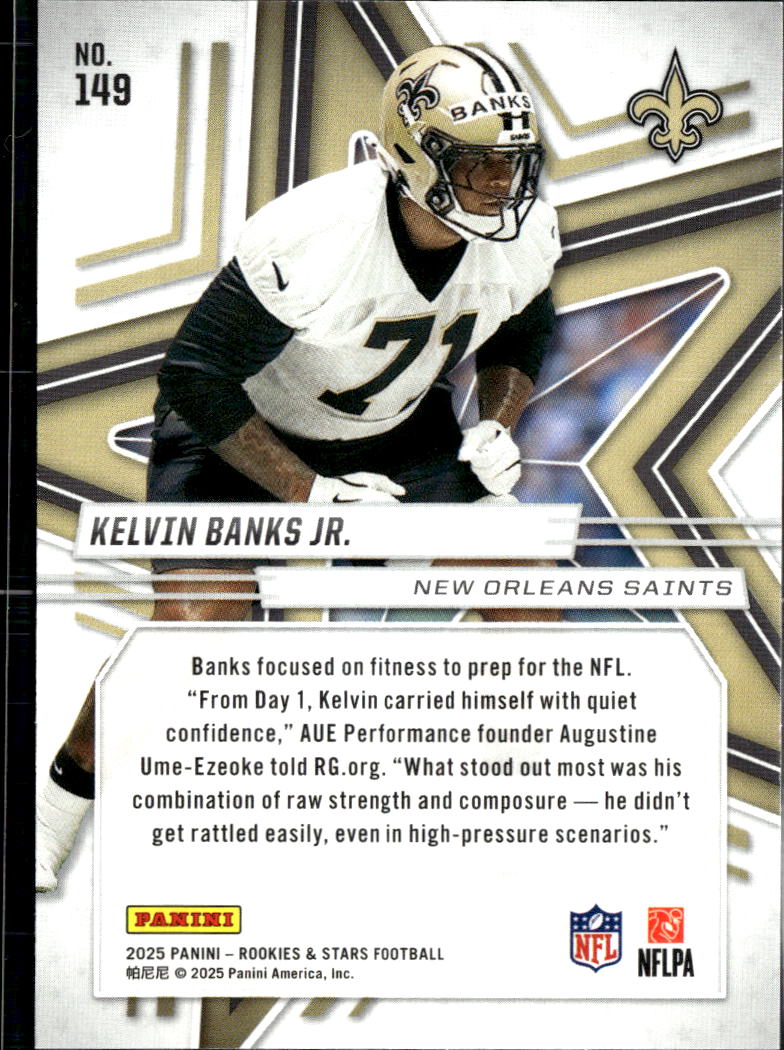 Kelvin Banks Jr. 2025 Rookies & Stars RC Purple /999 New Orleans Saints