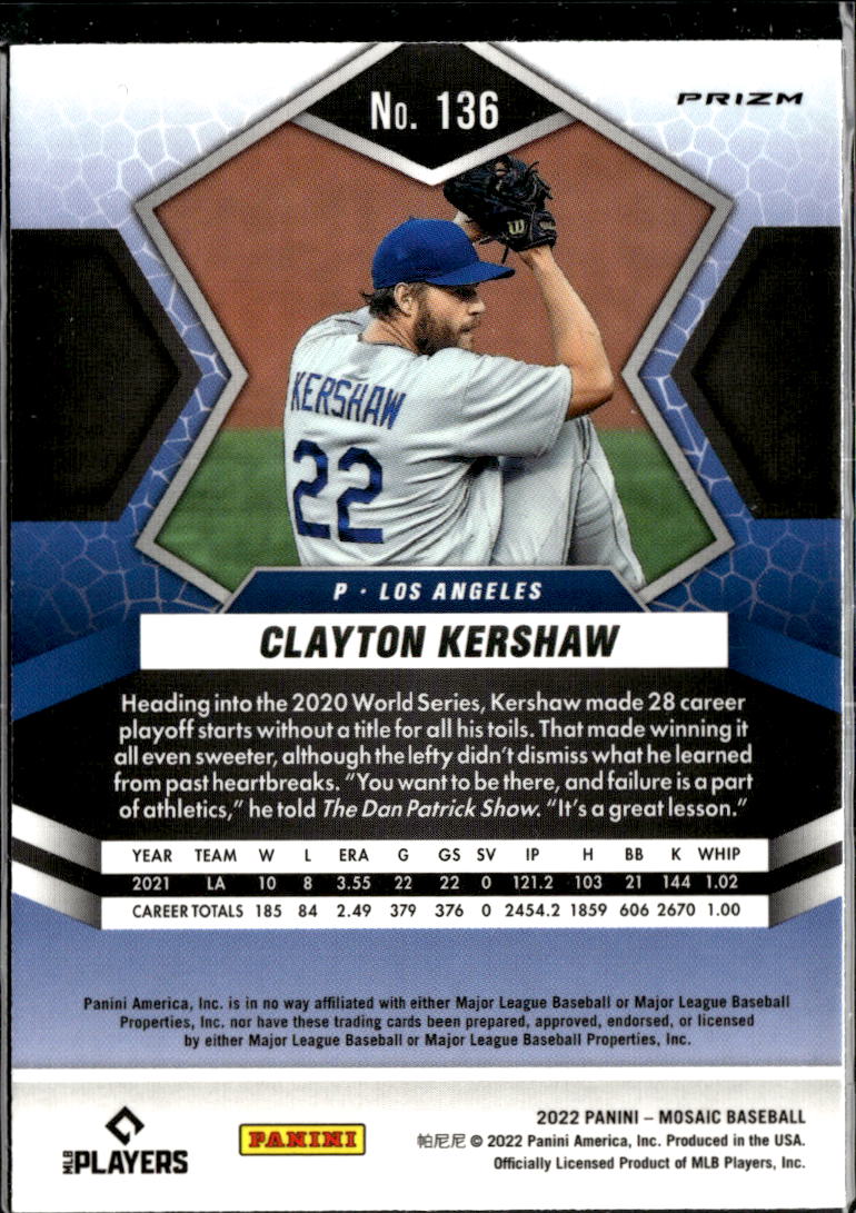 Clayton Kershaw 2022 Mosaic Blue Camo Los Angeles Dodgers