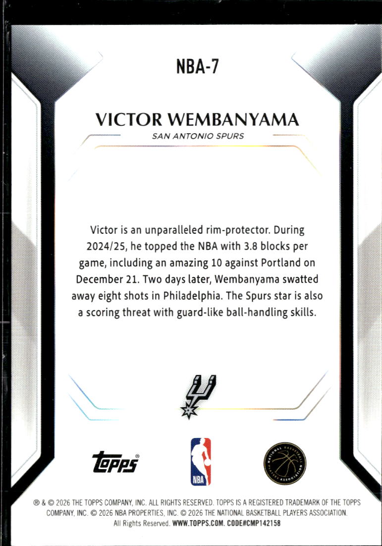 Victor Wembanyama 2026 Topps #NBA7 San Antonio Spurs
