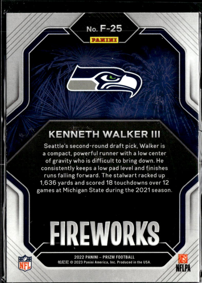 Kenneth Walker III 2023 Prizm Rookie RC Fireworks RC Seattle Seahawks
