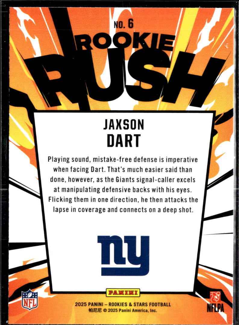 Jaxson Dart 2025 Rookies & Stars Rookie Rush RC New York Giants