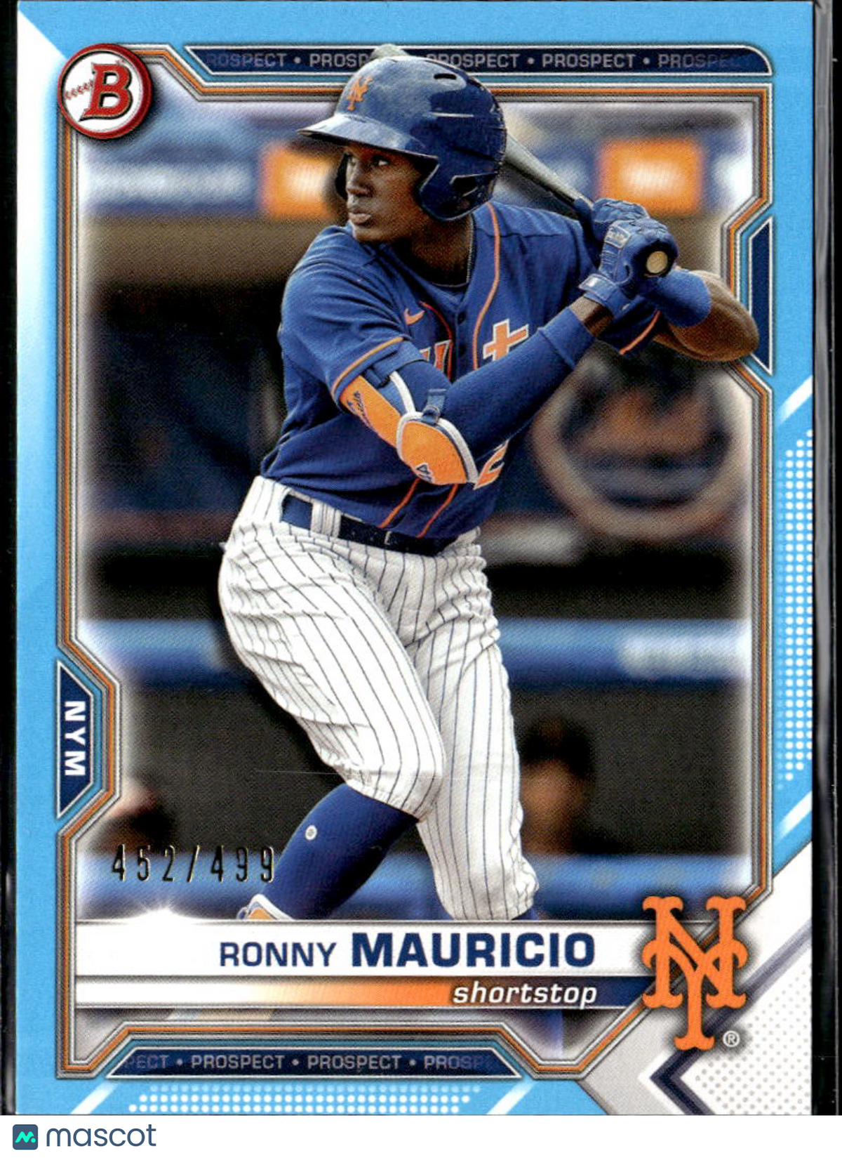 Ronny Mauricio 2021 Bowman Draft Sky Blue /499 New York Mets