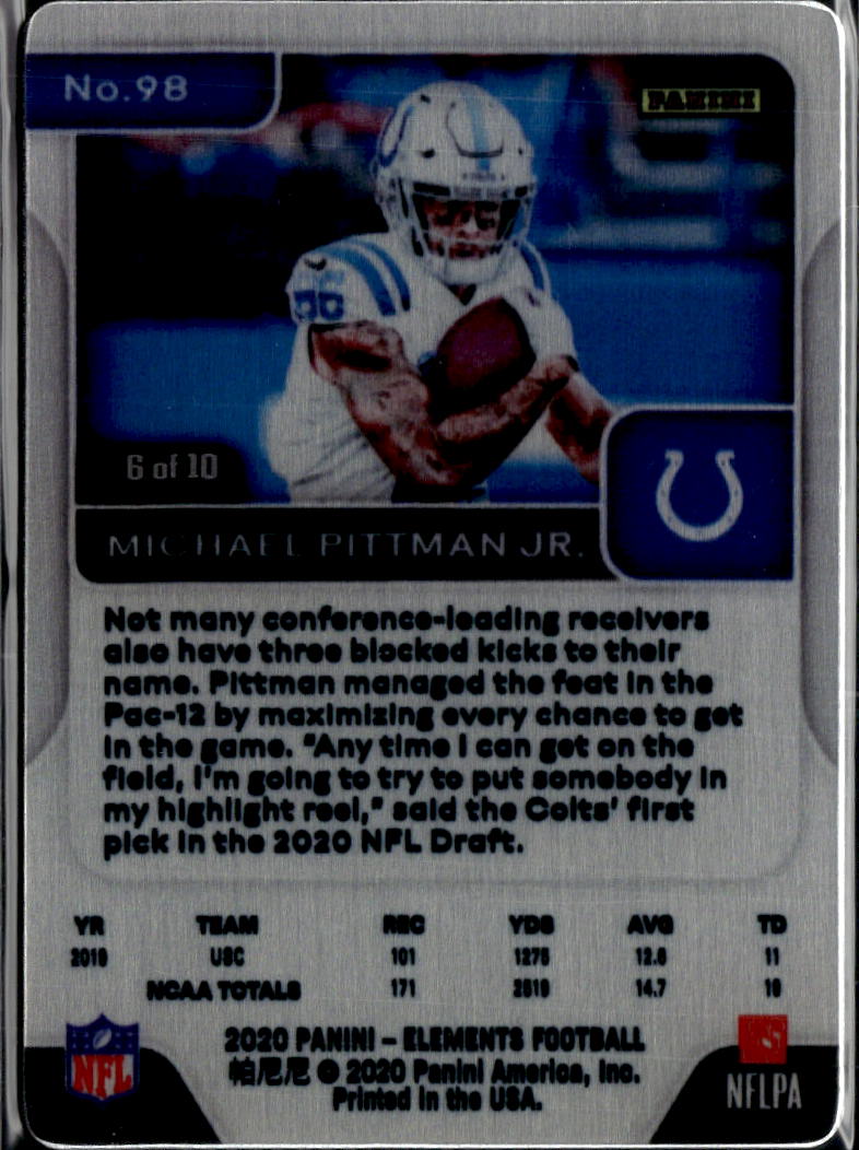Michael Pittman Jr. 2020 Elements Neon Rookie RC 6/10 Indianapolis Colts