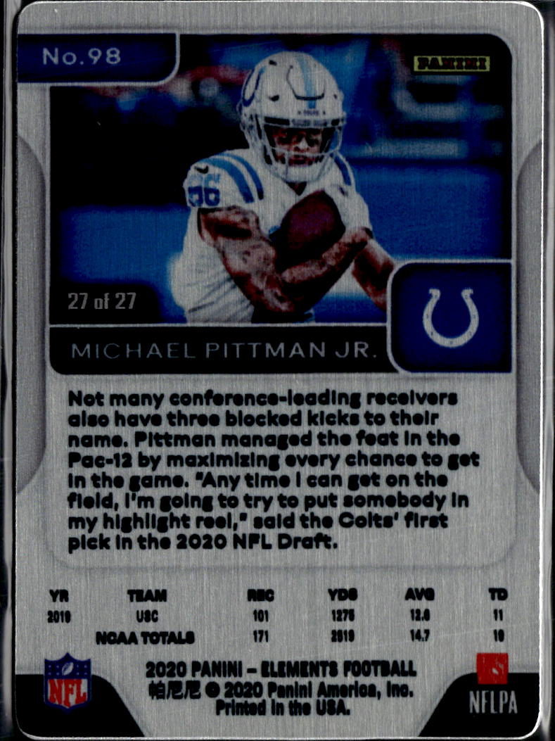 Michael Pittman Jr. 2020 Elements Cobalt Rookie RC 27/27 Indianapolis Colts