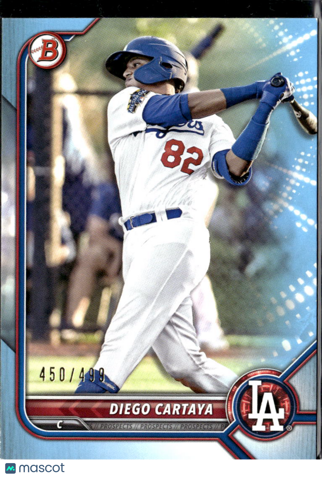 Diego Cartaya 2022 Bowman Sky Blue Border /499 Los Angeles Dodgers