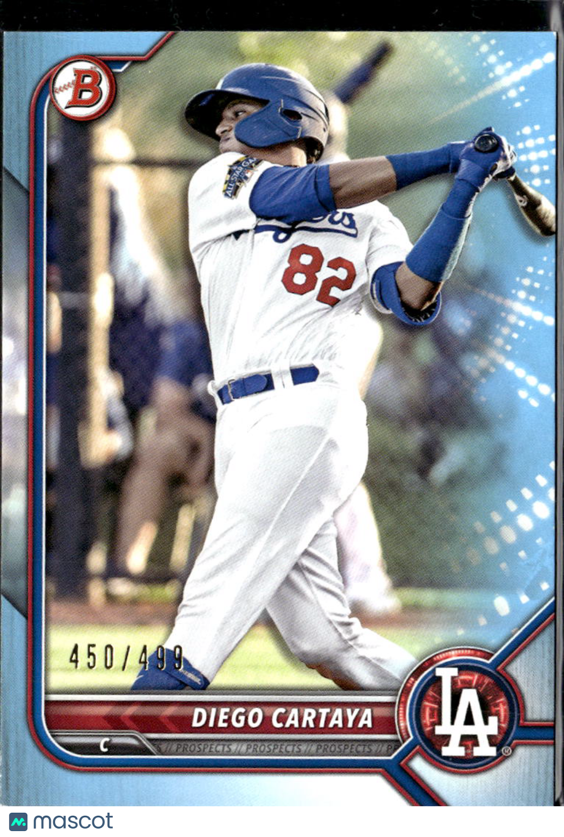 Diego Cartaya 2022 Bowman Sky Blue Border /499 Los Angeles Dodgers