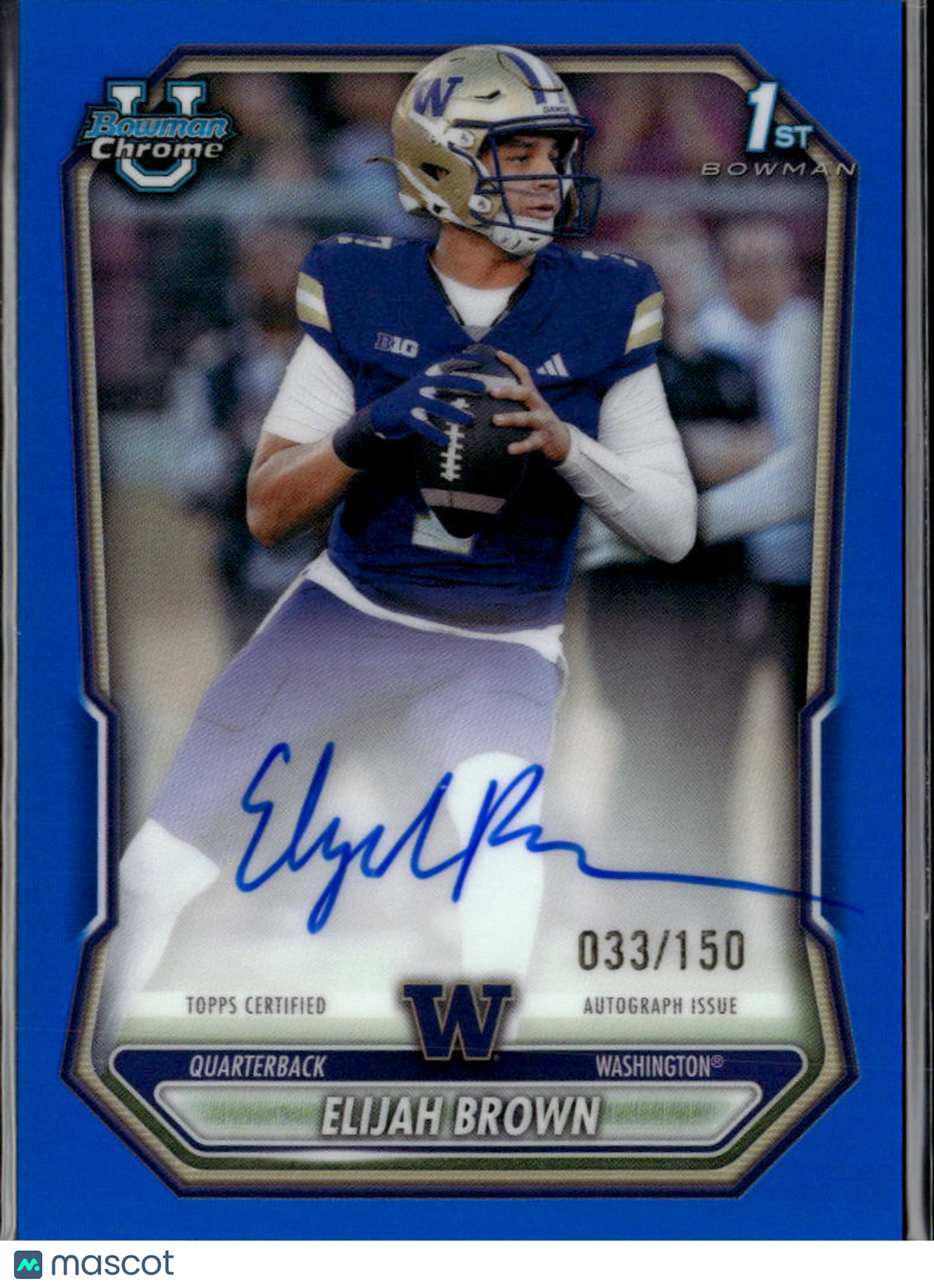 Elijah Brown 2026 Bowman Chrome 1st Auto Autograph Blue 33/150 Washington