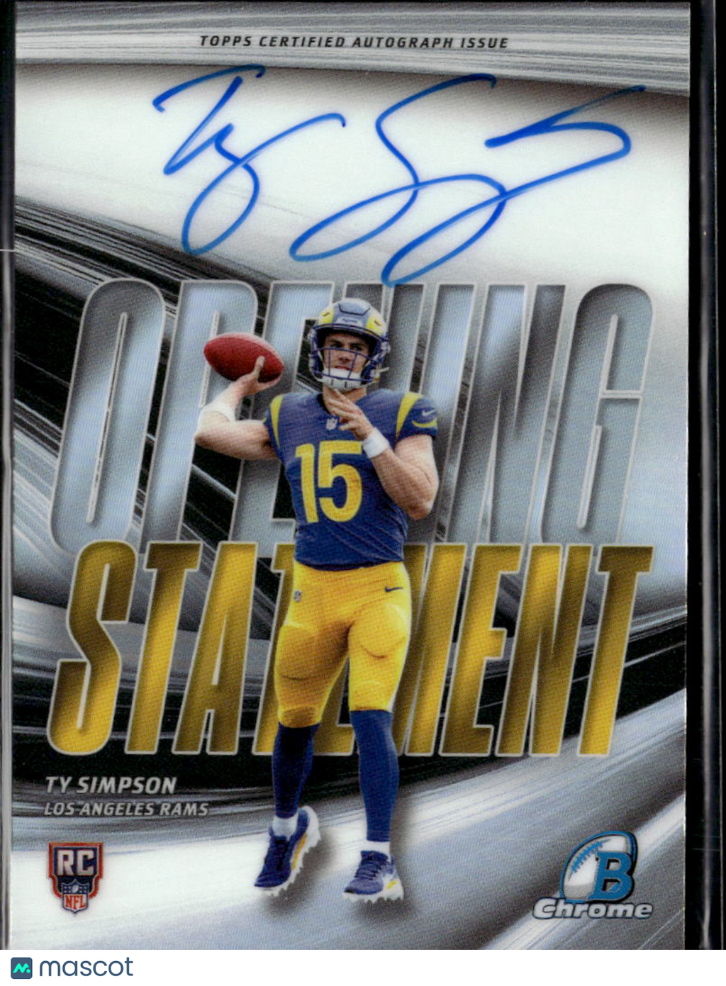 Ty Simpson 2026 Bowman Auto Autograph Rookie RC Los Angeles Rams