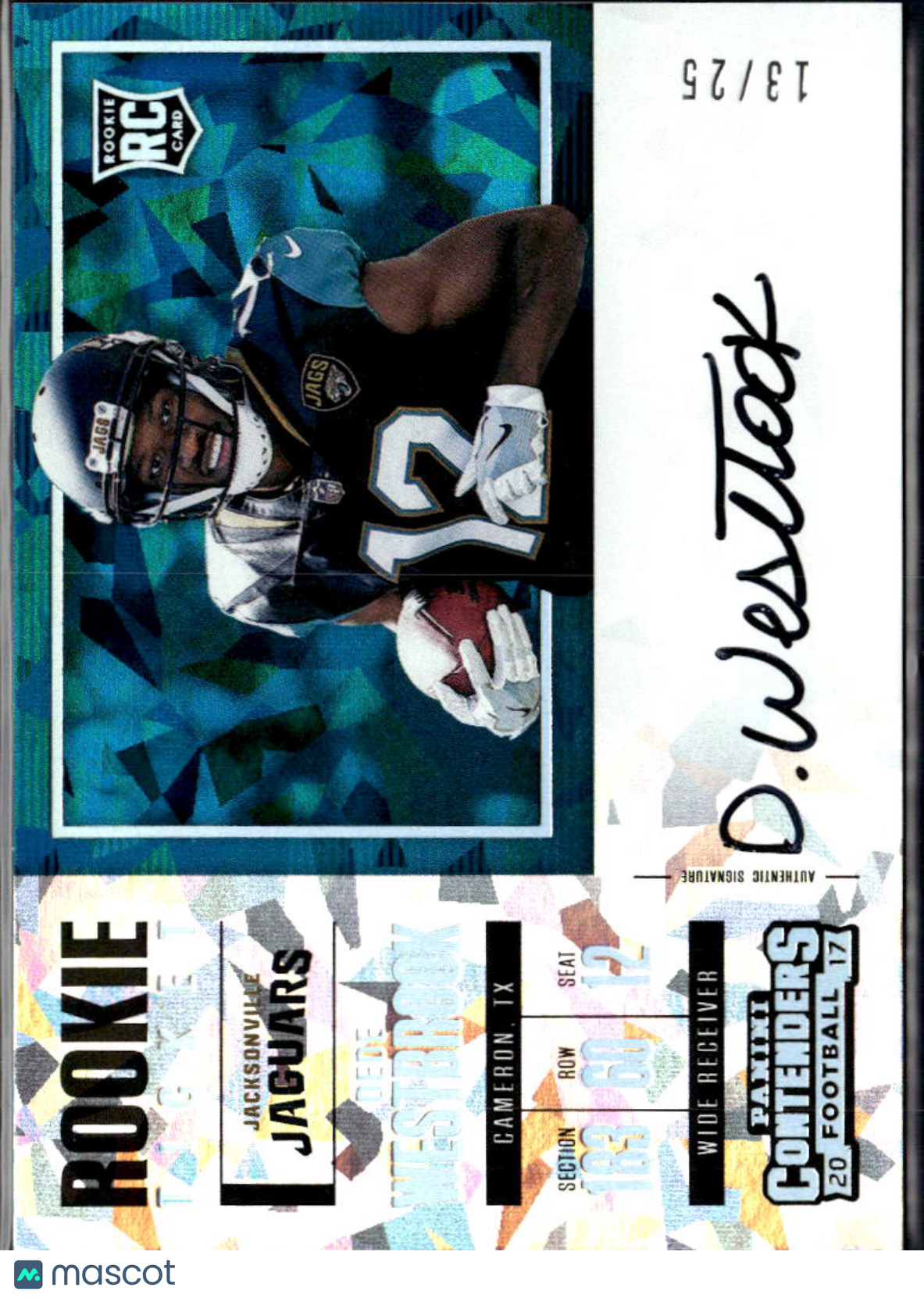 Dede Westbrook 2017 Contenders Auto Autograph Cracked Ice RC /25 Sooners Jaguars