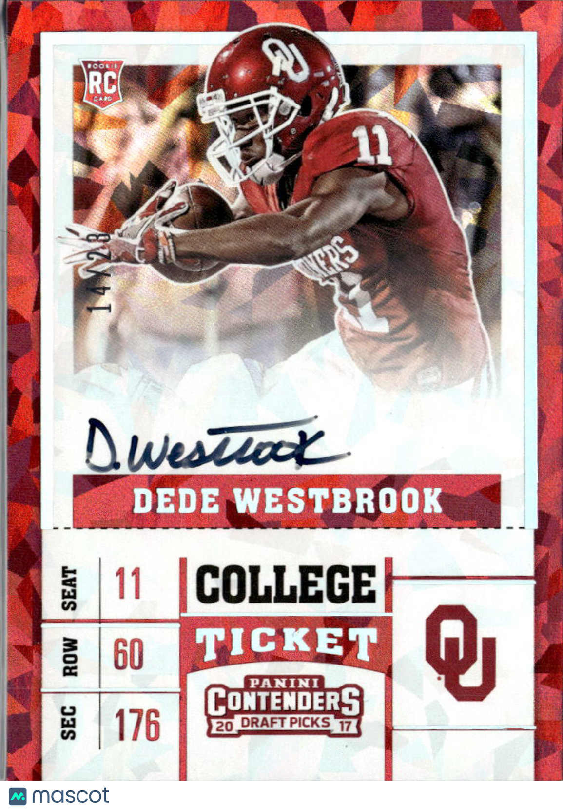 Dede Westbrook 2017 Contenders Auto Autograph Cracked Ice /23 Oklahoma Sooners
