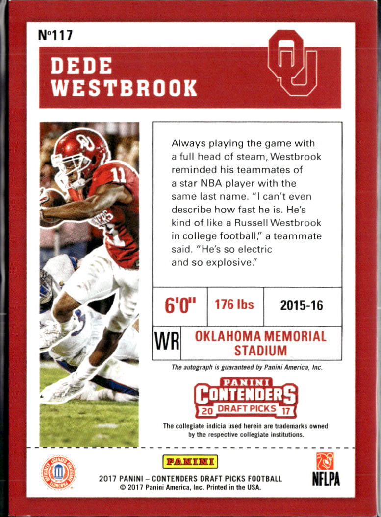 Dede Westbrook 2017 Contenders Auto Autograph Cracked Ice /23 Oklahoma Sooners
