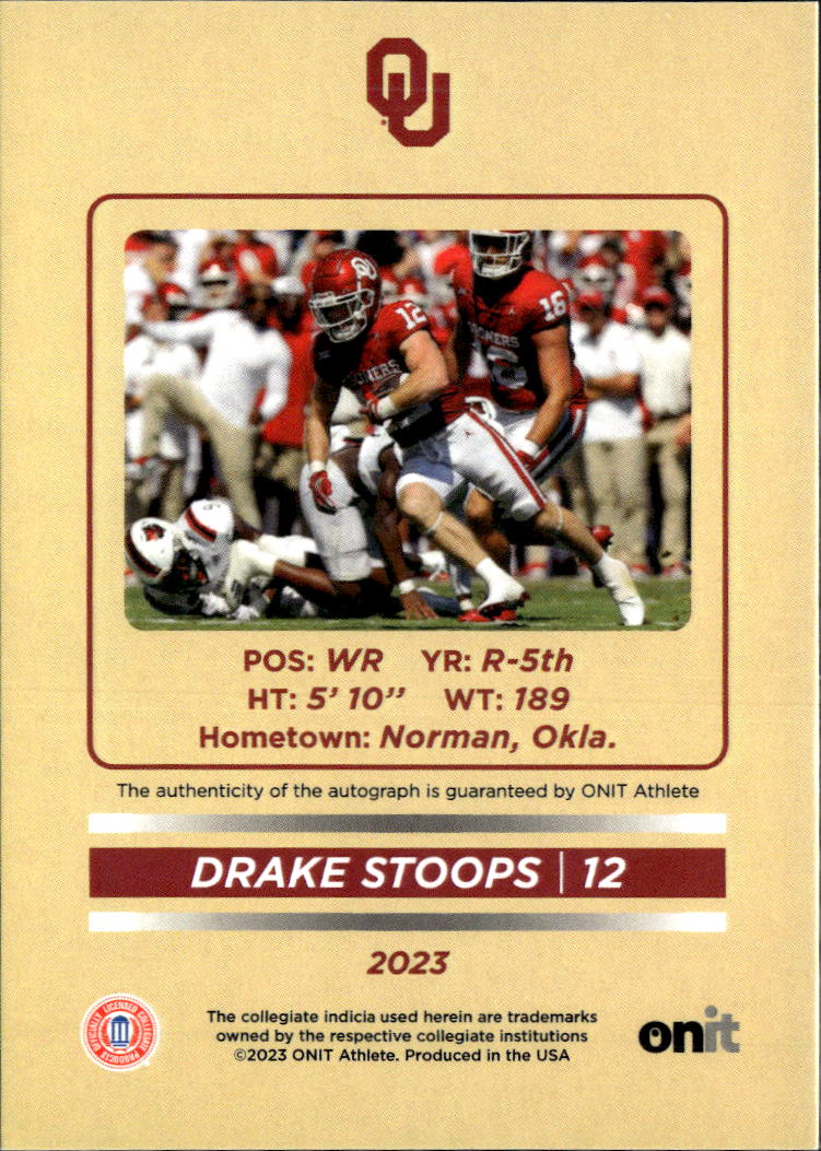Drake Stoops 2023 ONIT Auto Autograph Rookie RC 254/335 Oklahoma Sooners
