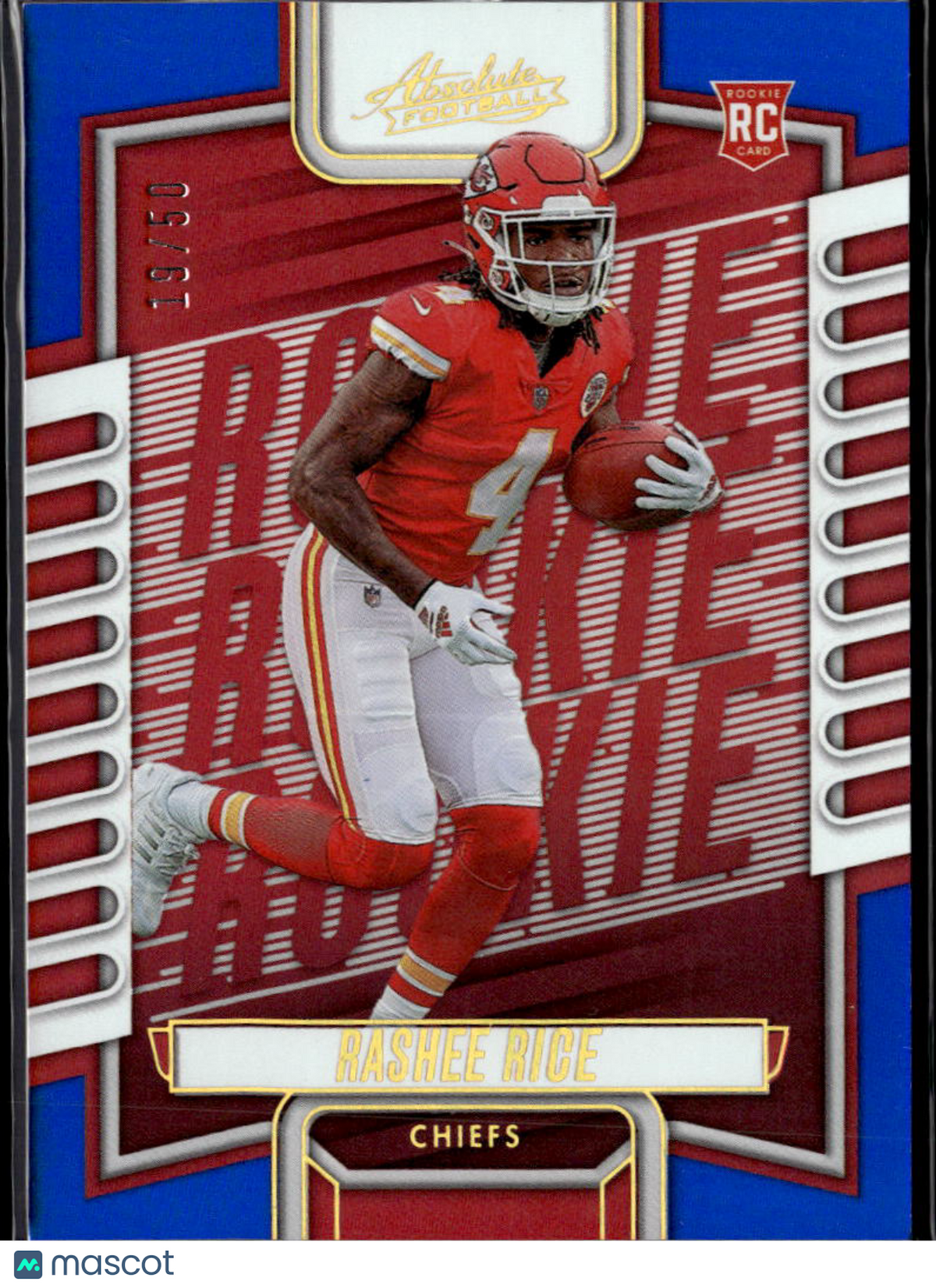 Rashee Rice 2023 Absolute Blue Rookie RC 19/50 Kansas City Chiefs