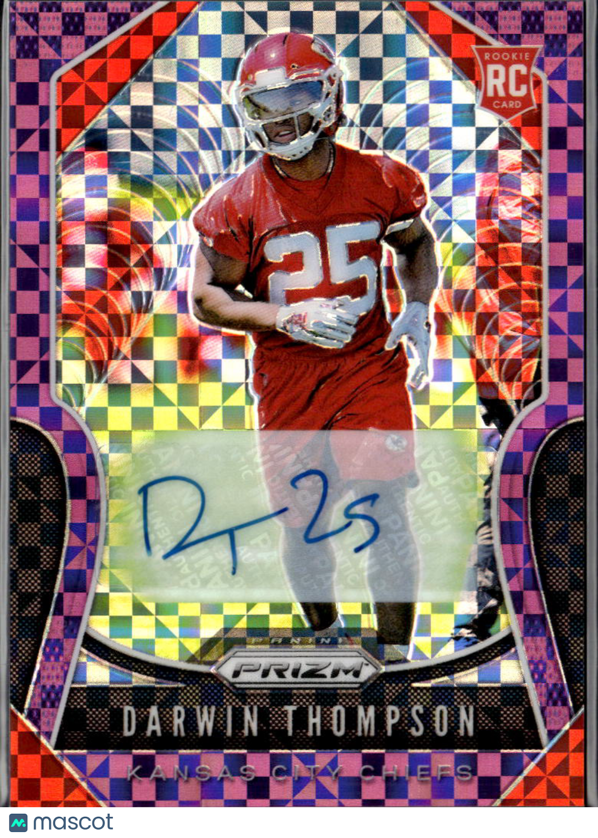 Darwin Thompson 2019 Prizm Purple Auto Autograph RC Jenks Kansas City Chiefs /49