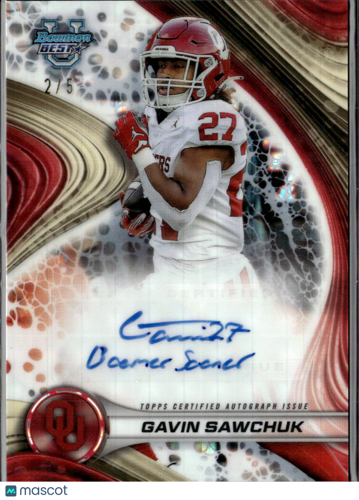 Gavin Sawchuk 2024 Bowman's Best Inscription Auto Autograph 2/5 Oklahoma Sooners