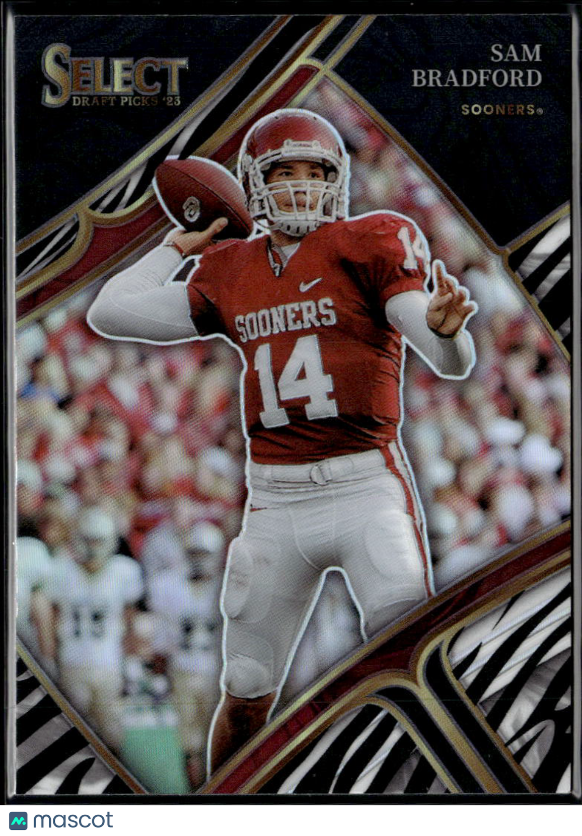 Sam Bradford 2023 Select Zebra Prizm SSP SHORTPRINT Oklahoma Sooners