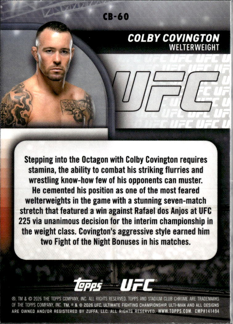 Colby Covington 2026 Topps Stadium Club Chrome Purple Refractor UFC 32/75