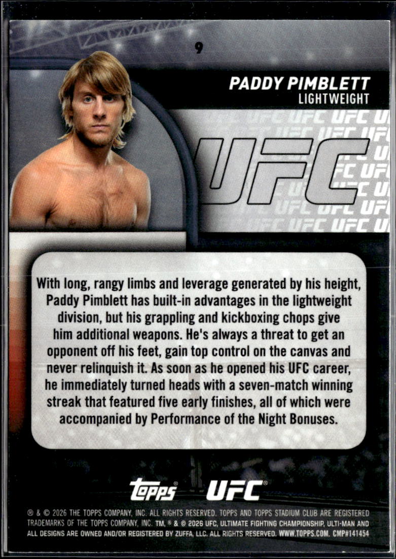 Paddy Pimblett 2026 Topps Stadium Club UFC Green 121/299