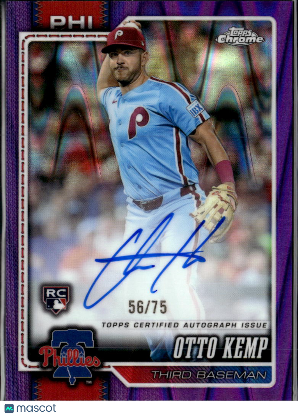 Otto Kemp 2026 Topps Chrome Auto Autograph RC 56/75 Philadelphia Phillies