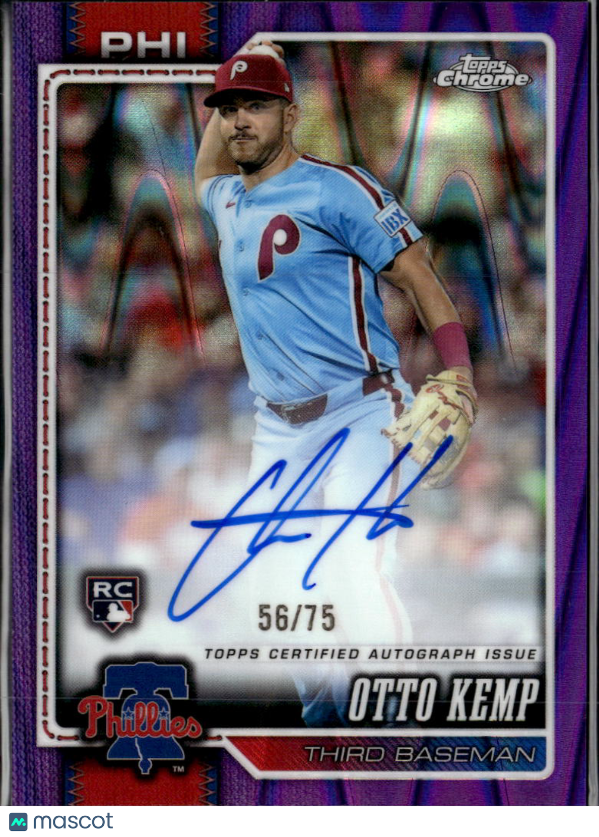 Otto Kemp 2026 Topps Chrome Auto Autograph RC 56/75 Philadelphia Phillies