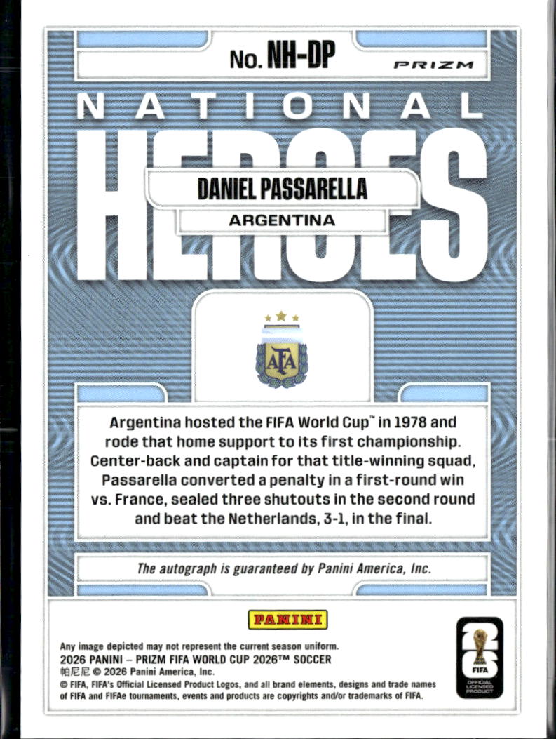 Daniel Passarella 2026 Prizm FIFA World Cup Auto Autograph Argentina